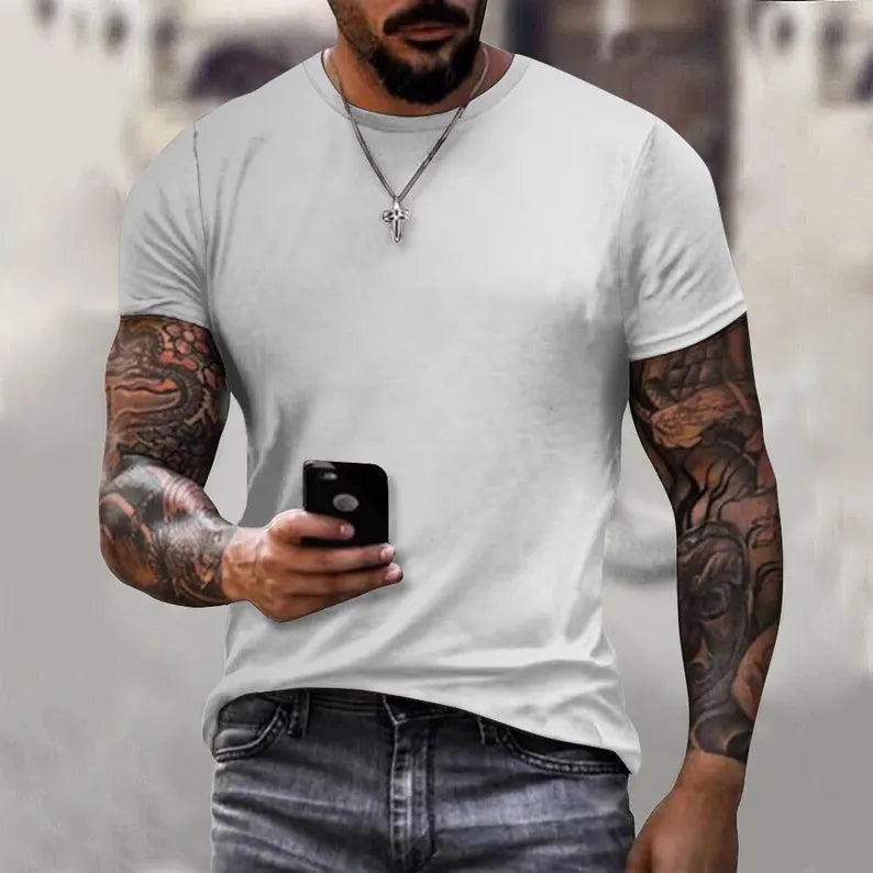 Men's Light Fitted T Shirt – Athletic Slim Fit Tee, Stretch Muscle Fit Shirt, Form Fitting Tee